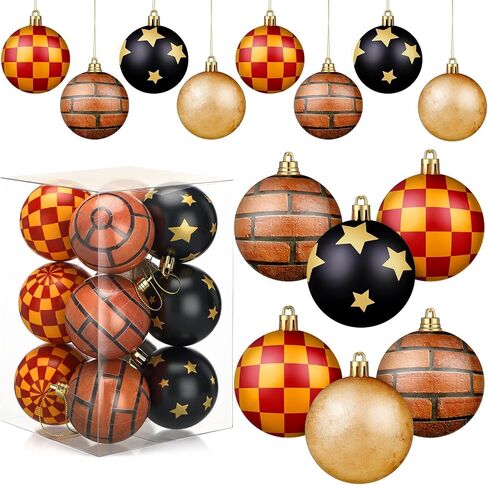 Syhood 12 Pcs 2.4'' Cartoon Story Christmas Ball Ornaments Christmas Story Tree Balls Foam Hanging Decor Theme Inspired Cow Cloud Pattern Christmas Party Supplies for Party Home Decor in Saudi Arabia
