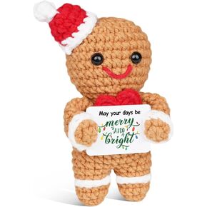 Gingerbread Man Christmas Positive Crochet Gifts for Mom Dad Women Men Wife Husband Handmade Christmas Stocking Stuffers for Girlfriend Boyfriend Teen Girl Friends Emotional Support in Saudi Arabia