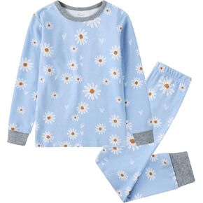 مجموعة O2 Baby Organic Boys Girls Pajama مجموعة ، من قطعتين من الأكمام الطويلة و Pants Pajamas ، Toddler Snug Fit Sleepwear in Kuwait