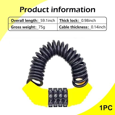 1 PC Motorcycle Helmet Locks, 5Ft Anti-Theft Portable Bicycle Lock, Multifunctional Bicycle Wheel Security Password Lock Chain, Universal for Bicycle, Baby Stroller, Luggage Stroller (Black) in Saudi Arabia
