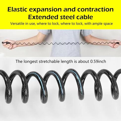 1 PC Motorcycle Helmet Locks, 5Ft Anti-Theft Portable Bicycle Lock, Multifunctional Bicycle Wheel Security Password Lock Chain, Universal for Bicycle, Baby Stroller, Luggage Stroller (Black) in Saudi Arabia