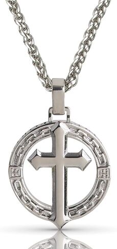 Forge & Foundry Men's Stainless Steel Cross Pendant with Adjustable 21" Necklace Wheat Chain | Corinthian | Design-led, artisan jewelry from London in Saudi Arabia