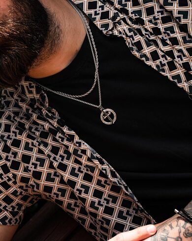 Forge & Foundry Men's Stainless Steel Cross Pendant with Adjustable 21" Necklace Wheat Chain | Corinthian | Design-led, artisan jewelry from London in Saudi Arabia