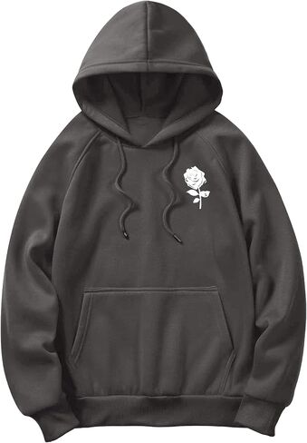 Floerns Men's Graphic Print Long Sleeve Drawstring Hoodie Pullover Sweatshirt in Saudi Arabia