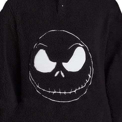 Mad Engine Nightmare Before Christmas Men's Pullover Sweater Jack Skellington Adult 1/4 Snap Fuzzy Jacket in Saudi Arabia