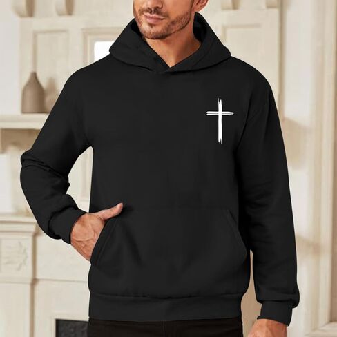 بُلى الآية هوديي مسيحي للرجال ديني يسوع عبر قميص من النوع الثقيل الله الرسم البياني الضخم الحجم in Saudi Arabia
