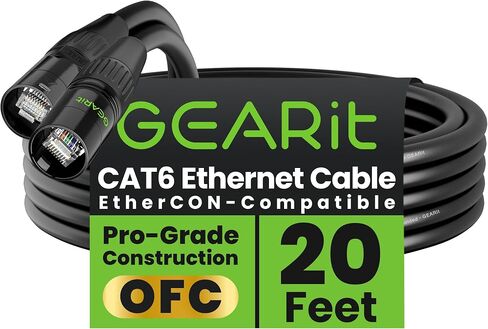 GearIT CAT6 Ethernet Cable, EtherCON-Compatible (100 Feet) RJ45 Connectors for Pro Audio, Aluminum Shielded, Oxygen Free Copper - 3 ft. - Blue in Saudi Arabia