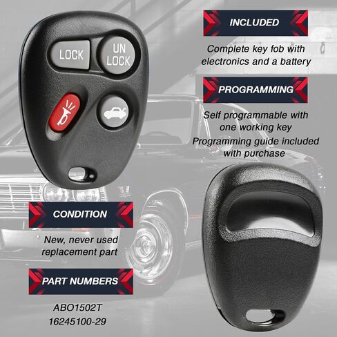 Car Key Fob Keyless Entry Remote fits Chevy Camaro/Pontiac Firebird Trans Am 1998 1999 2000 2001 2002 (16245100-29) in Saudi Arabia