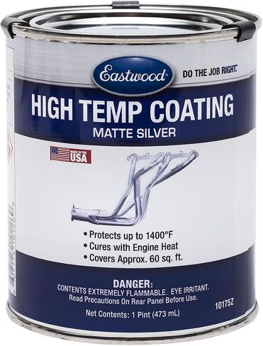 Eastwood Matte Silver Heat Paint | ارتفاع درجة حرارة الحرارة حتى 1400 درجة | غطاء المحرك أو نظام العادم | فرامل الفرجار الطلاء | تمت إضافة التآكل والمقاومة للأشعة فوق البنفسجية | 1 بنت 6 قدم مربع. in Saudi Arabia