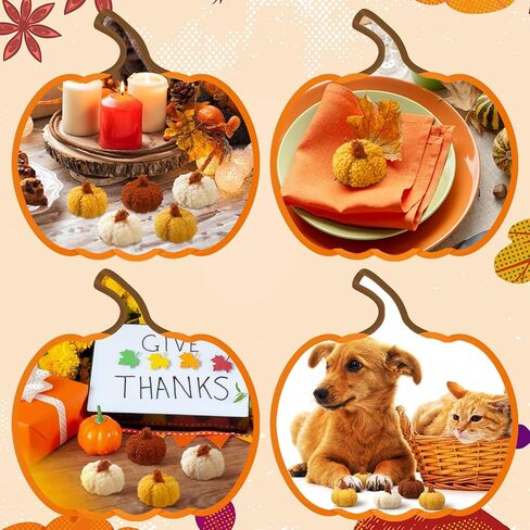 9 Pcs Artificial Mini Fleece Pumpkins, Fall Harvest Decorations for Home, Halloween Thanksgiving Table Centerpieces, Autumn Decor Faux Pumpkin Set(Dark Color) in Saudi Arabia