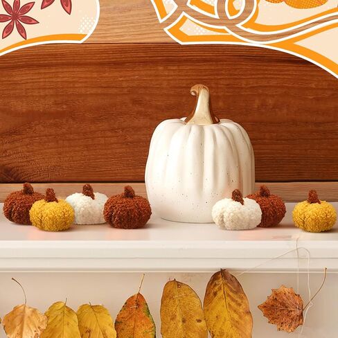 9 Pcs Artificial Mini Fleece Pumpkins, Fall Harvest Decorations for Home, Halloween Thanksgiving Table Centerpieces, Autumn Decor Faux Pumpkin Set(Dark Color) in Saudi Arabia