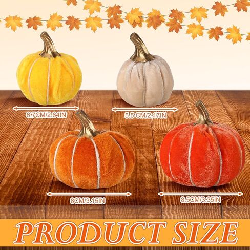 Weysat 12 Pcs Fall Velvet Pumpkins Decorations, 4 Sizes Artificial Pumpkins Table Centerpiece Fake Pumpkin Decor for Thanksgiving Autumn Wedding Farmhouse and Home Decor(Rustic) in Saudi Arabia