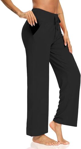 Womens Yoga Sweatpants Comfy Lounge Pants Loose Casual Wide Leg Pajama Pants for Women with Pockets in Saudi Arabia