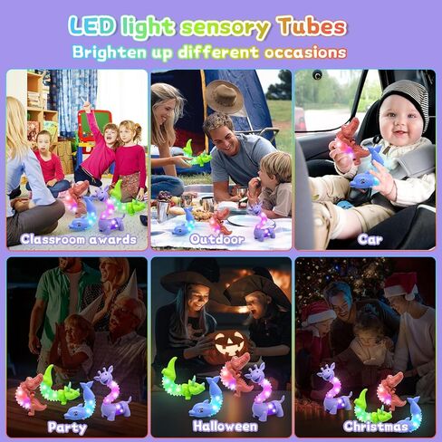 4 Pcs LED Fidgets Sensory Tubes for Toddlers ,Cute Animal Sensory Fidget Toys for Girls and Boys,Stress Relief,ADHD Toys,Sensory Toys Gift for Kids (Animal) in Kuwait