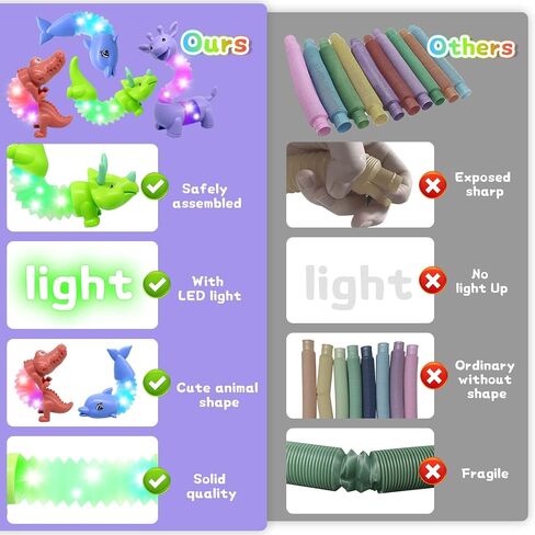4 Pcs LED Fidgets Sensory Tubes for Toddlers ,Cute Animal Sensory Fidget Toys for Girls and Boys,Stress Relief,ADHD Toys,Sensory Toys Gift for Kids (Animal) in Kuwait