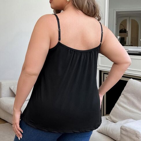 Plus Size Tank Tops Women Built in Bra Loose Fit Stretch Tank Spaghetti Top Womens Shelf Bras Undershirts in Kuwait