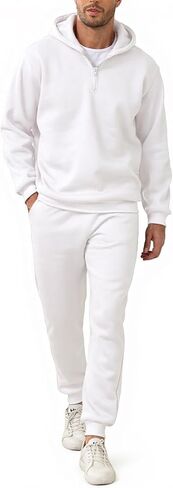 JIHUILAI Men Track Suits 2 Piece Set Quarter Zip Hoodie Sweatpants Jogging Suits Causal Athletic Men's Sweatsuits in Saudi Arabia