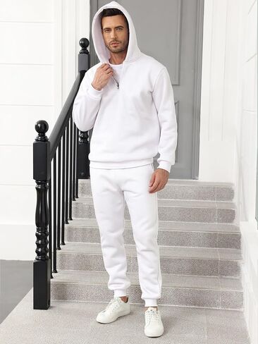 JIHUILAI Men Track Suits 2 Piece Set Quarter Zip Hoodie Sweatpants Jogging Suits Causal Athletic Men's Sweatsuits in Saudi Arabia