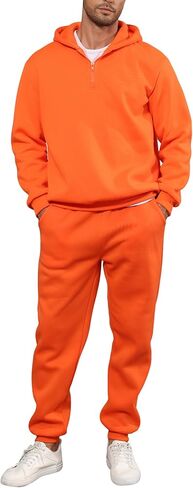 JIHUILAI Men Track Suits 2 Piece Set Quarter Zip Hoodie Sweatpants Jogging Suits Causal Athletic Men's Sweatsuits in Saudi Arabia