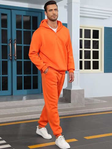 JIHUILAI Men Track Suits 2 Piece Set Quarter Zip Hoodie Sweatpants Jogging Suits Causal Athletic Men's Sweatsuits in Saudi Arabia