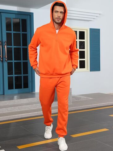JIHUILAI Men Track Suits 2 Piece Set Quarter Zip Hoodie Sweatpants Jogging Suits Causal Athletic Men's Sweatsuits in Saudi Arabia