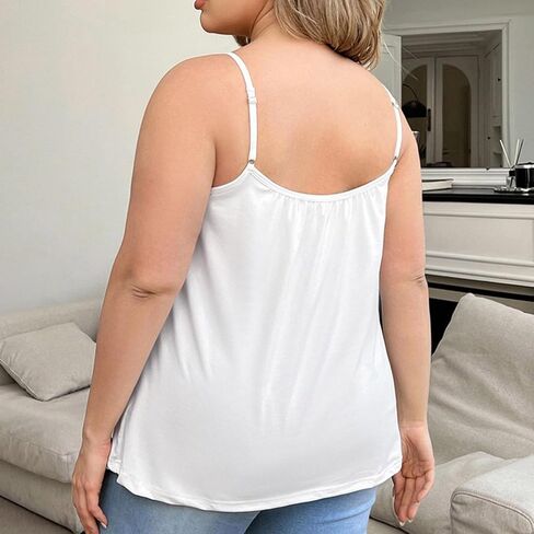 Plus Size Tank Tops Women Built in Bra Loose Fit Stretch Tank Spaghetti Top Womens Shelf Bras Undershirts in Kuwait