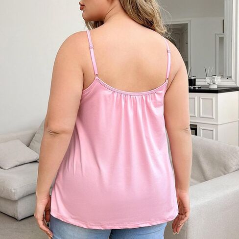 Plus Size Tank Tops Women Built in Bra Loose Fit Stretch Tank Spaghetti Top Womens Shelf Bras Undershirts in Kuwait