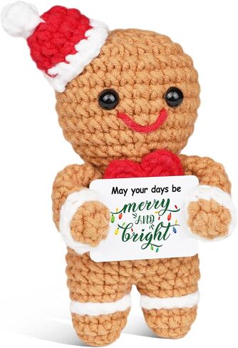 Gingerbread Man Christmas Positive Crochet Gifts for Mom Dad Women Men Wife Husband Handmade Christmas Stocking Stuffers for Girlfriend Boyfriend Teen Girl Friends Emotional Support in Saudi Arabia