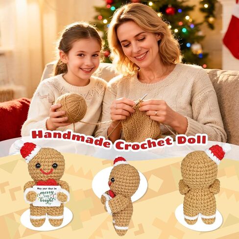 Gingerbread Man Christmas Positive Crochet Gifts for Mom Dad Women Men Wife Husband Handmade Christmas Stocking Stuffers for Girlfriend Boyfriend Teen Girl Friends Emotional Support in Saudi Arabia
