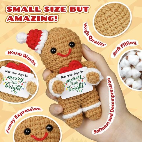 Gingerbread Man Christmas Positive Crochet Gifts for Mom Dad Women Men Wife Husband Handmade Christmas Stocking Stuffers for Girlfriend Boyfriend Teen Girl Friends Emotional Support in Saudi Arabia