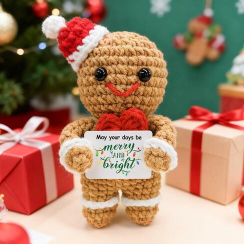 Gingerbread Man Christmas Positive Crochet Gifts for Mom Dad Women Men Wife Husband Handmade Christmas Stocking Stuffers for Girlfriend Boyfriend Teen Girl Friends Emotional Support in Saudi Arabia