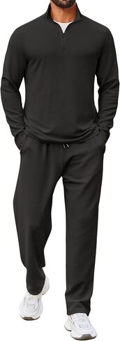 COOFANDY Men's 2 Piece Tracksuit Set Quarter Zip Sweatsuit Athletic Running Suit Sets Long Sleeve Casual Outfits in Saudi Arabia