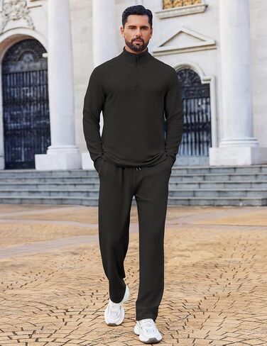 COOFANDY Men's 2 Piece Tracksuit Set Quarter Zip Sweatsuit Athletic Running Suit Sets Long Sleeve Casual Outfits in Saudi Arabia
