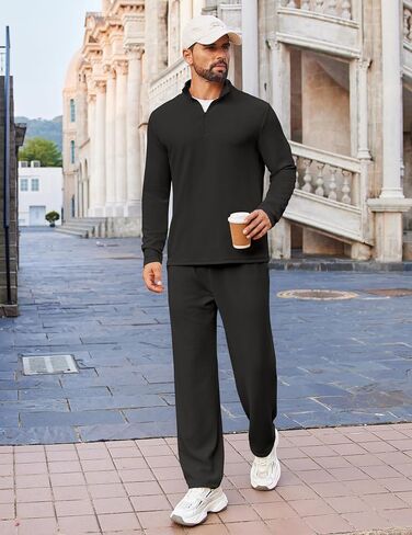 COOFANDY Men's 2 Piece Tracksuit Set Quarter Zip Sweatsuit Athletic Running Suit Sets Long Sleeve Casual Outfits in Saudi Arabia