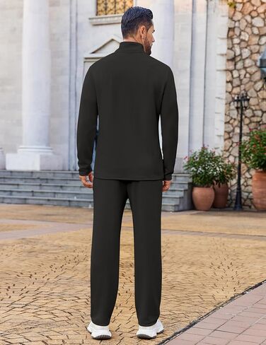 COOFANDY Men's 2 Piece Tracksuit Set Quarter Zip Sweatsuit Athletic Running Suit Sets Long Sleeve Casual Outfits in Saudi Arabia