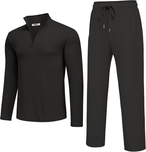 COOFANDY Men's 2 Piece Tracksuit Set Quarter Zip Sweatsuit Athletic Running Suit Sets Long Sleeve Casual Outfits in Saudi Arabia
