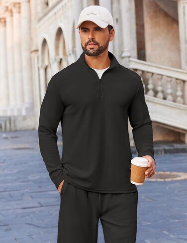 COOFANDY Men's 2 Piece Tracksuit Set Quarter Zip Sweatsuit Athletic Running Suit Sets Long Sleeve Casual Outfits in Saudi Arabia