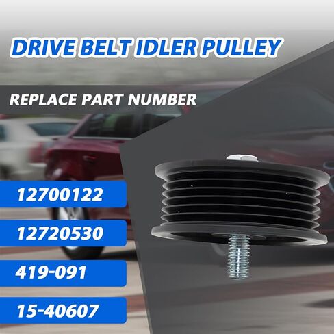 Drive Belt Idler Pulley 12700122 متوافق مع 2014-2015 Chevy Cruze ، 2019-2022 Chevrolet Silverado 1500 Ltd/Tahoe/Suburban ، 19-24 GMC Sierra 1500 (استبدال# 12720530 419-091 15-40607) in Saudi Arabia