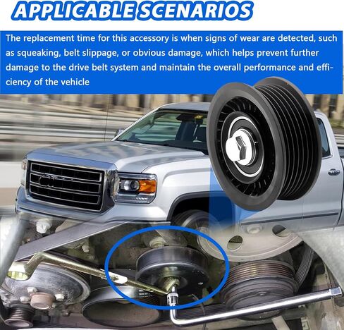 Drive Belt Idler Pulley 12700122 متوافق مع 2014-2015 Chevy Cruze ، 2019-2022 Chevrolet Silverado 1500 Ltd/Tahoe/Suburban ، 19-24 GMC Sierra 1500 (استبدال# 12720530 419-091 15-40607) in Saudi Arabia