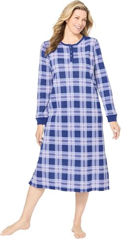 Dreams & Co. Plus Size Thermal Henley Nightgown in Saudi Arabia