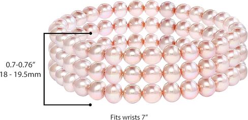 Set of 3 White, Pink and Peach 6.0-7.0mm AAA Freshwater Cultured Pearl Classic Stretch Strand Bracelets- Choice of Color and Size 7" or 8" in Saudi Arabia