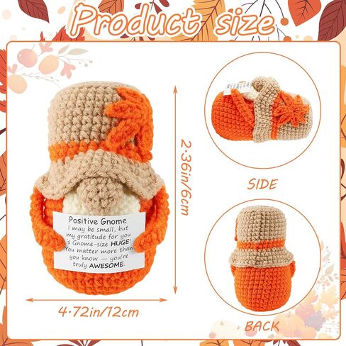 Positive Gnome Halloween Crochet Knitted Doll with Positive Card for Coworkers Best Friend Encouragement Gifts for Women Men Party Decor Spooky Season Funny Gift in Saudi Arabia