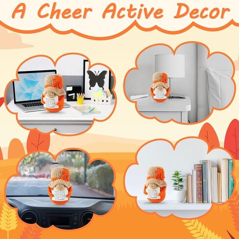 Positive Gnome Halloween Crochet Knitted Doll with Positive Card for Coworkers Best Friend Encouragement Gifts for Women Men Party Decor Spooky Season Funny Gift in Saudi Arabia