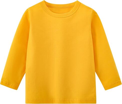 Aiwuhe Toddler Long Sleeve T Dertts Cotton Soft Tshirts Boys Girls Basic Tee Lundershirts Solid Color Crew Deck Tops 1-6y in Kuwait