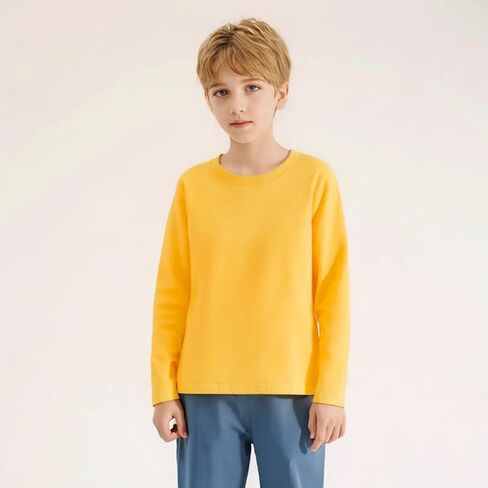 Aiwuhe Toddler Long Sleeve T Dertts Cotton Soft Tshirts Boys Girls Basic Tee Lundershirts Solid Color Crew Deck Tops 1-6y in Kuwait