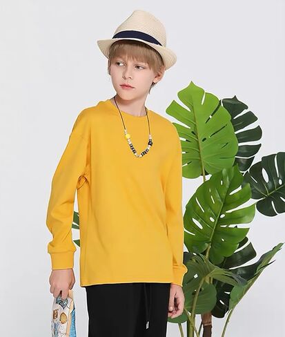 Aiwuhe Toddler Long Sleeve T Dertts Cotton Soft Tshirts Boys Girls Basic Tee Lundershirts Solid Color Crew Deck Tops 1-6y in Kuwait