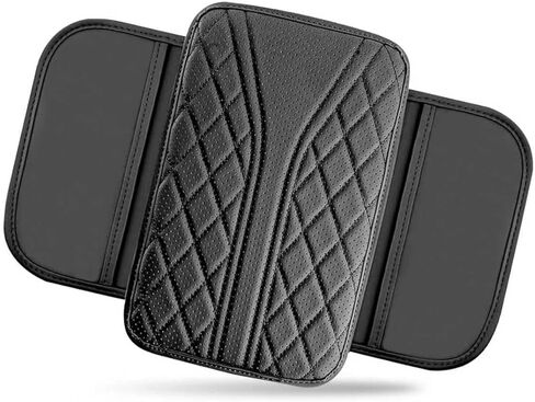 MLY Car Center Console Cover, Leather Armrest Cover with 2 Storage Bags, Anti-Scratch Waterproof Armrest Cushion, Interior Accessories Arm Rest Covers Pad Protector for Car, SUV, Truck, Sedan (Gray) in Saudi Arabia