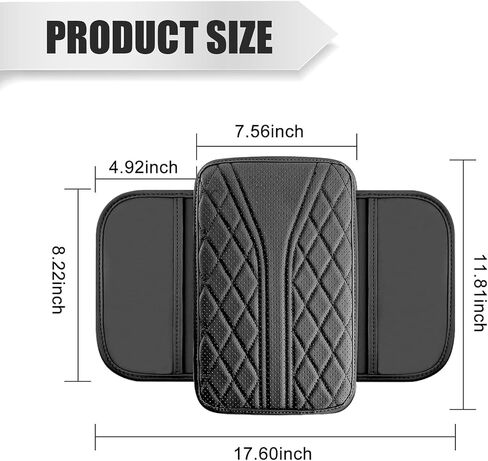 MLY Car Center Console Cover, Leather Armrest Cover with 2 Storage Bags, Anti-Scratch Waterproof Armrest Cushion, Interior Accessories Arm Rest Covers Pad Protector for Car, SUV, Truck, Sedan (Gray) in Saudi Arabia