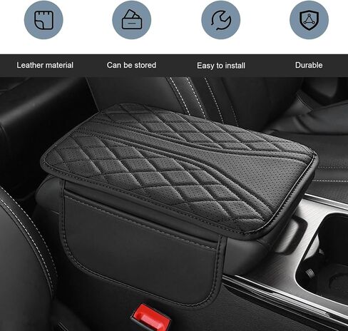 MLY Car Center Console Cover, Leather Armrest Cover with 2 Storage Bags, Anti-Scratch Waterproof Armrest Cushion, Interior Accessories Arm Rest Covers Pad Protector for Car, SUV, Truck, Sedan (Gray) in Saudi Arabia