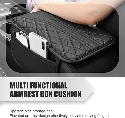 MLY Car Center Console Cover, Leather Armrest Cover with 2 Storage Bags, Anti-Scratch Waterproof Armrest Cushion, Interior Accessories Arm Rest Covers Pad Protector for Car, SUV, Truck, Sedan (Gray) in Saudi Arabia